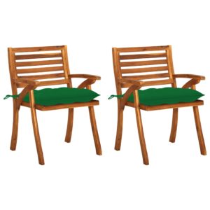 Záhradné jedálenské stoličky s vankúšmi 2 ks akáciový masív