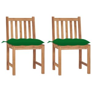 Záhradné stoličky 2 ks s podložkami tíkový masív
