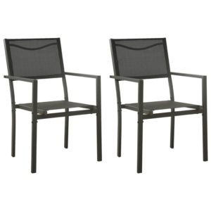 Záhradné stoličky 2 ks textilén a oceľ čierna a antracitová