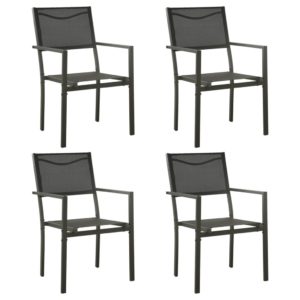 Záhradné stoličky 4 ks textilén a oceľ čierna a antracitová