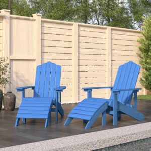 Záhradné stoličky s podnožkami Adirondack 2 ks HDPE aqua modré