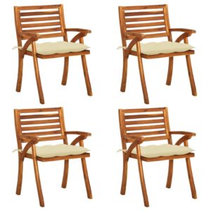 Záhradné stoličky so sedákmi 4 ks akáciový masív