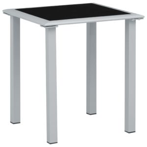 Záhradný stôl čierny a strieborný 41x41x45 cm oceľ a sklo