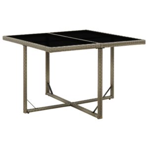 Záhradný stôl sivý 109x107x74 cm polyratan a sklo