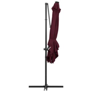 Závesný slnečník s LED svetlami bordovo-červený 250x250 cm - Image 6