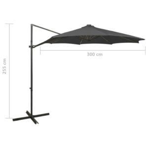 Závesný slnečník s tyčou a LED svetlami antracitový 300 cm - Image 11