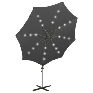 Závesný slnečník s tyčou a LED svetlami antracitový 300 cm - Image 6