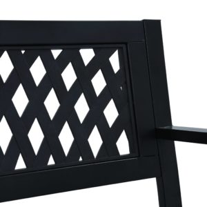 Záhradná lavička 125 cm, čierna, oceľ - Image 6
