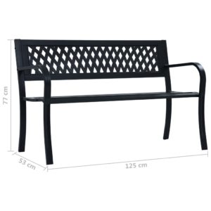 Záhradná lavička 125 cm, čierna, oceľ - Image 8