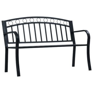 Záhradná lavička 125 cm čierna oceľová