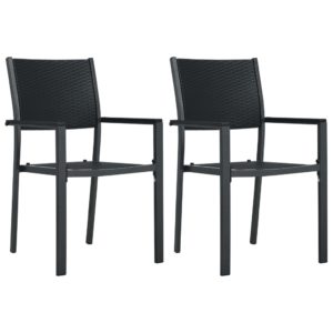 Záhradné stoličky 2 ks čierne plastové ratanový vzhľad