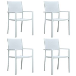 Záhradné stoličky 4 ks biele plastové ratanový vzhľad