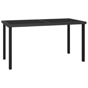 Záhradný jedálenský stôl čierny 140x70x73 cm polyratanový