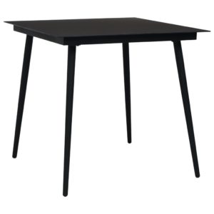 Záhradný jedálenský stôl čierny 80x80x74 cm oceľ a sklo