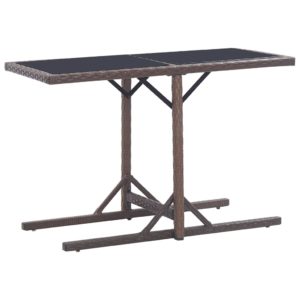 Záhradný stôl hnedý 110x53x72 cm sklenený a polyratan