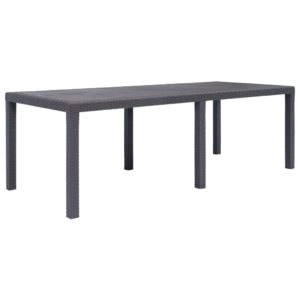 Záhradný stôl hnedý 220x90x72 cm plastový s ratanovým vzhľadom