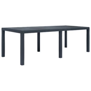 Záhradný stôl plastový ratanový vzhľad 220x90x72 cm antracit
