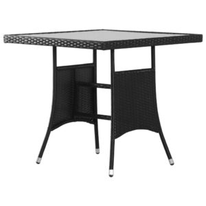 Záhradný stôl čierny 80x80x74 cm polyratanový