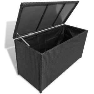 Záhradný úložný box čierny 120x50x60 cm polyratanový